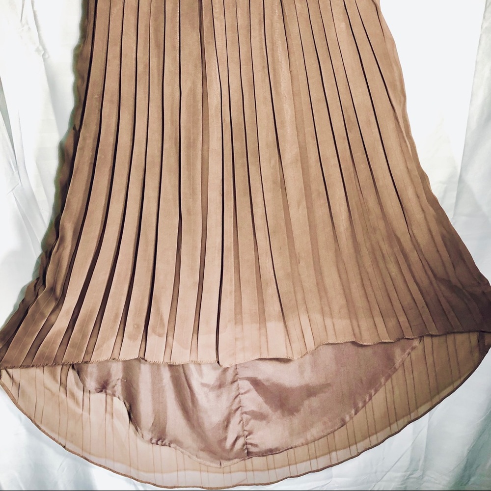 Ark & co. Pleated long High-low Skirt in Coffee, S